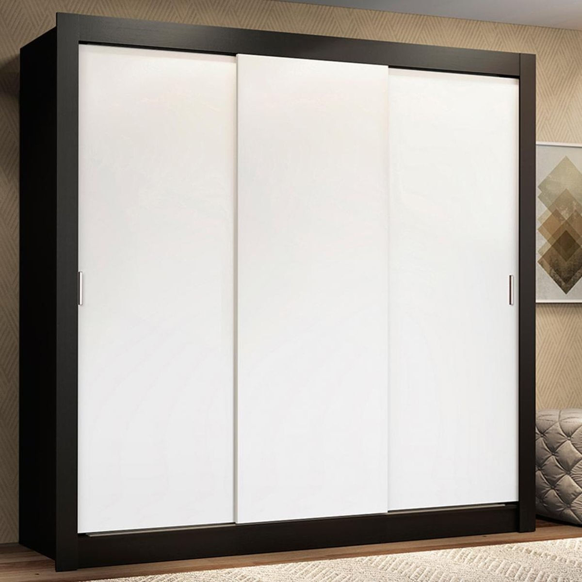 Guarda Roupa Casal Madesa Lyon 3 Portas de Correr 2 Gavetas