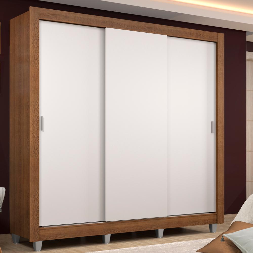 Guarda Roupa Casal Madesa Lyon 3 Portas de Correr 2 Gavetas com Pés