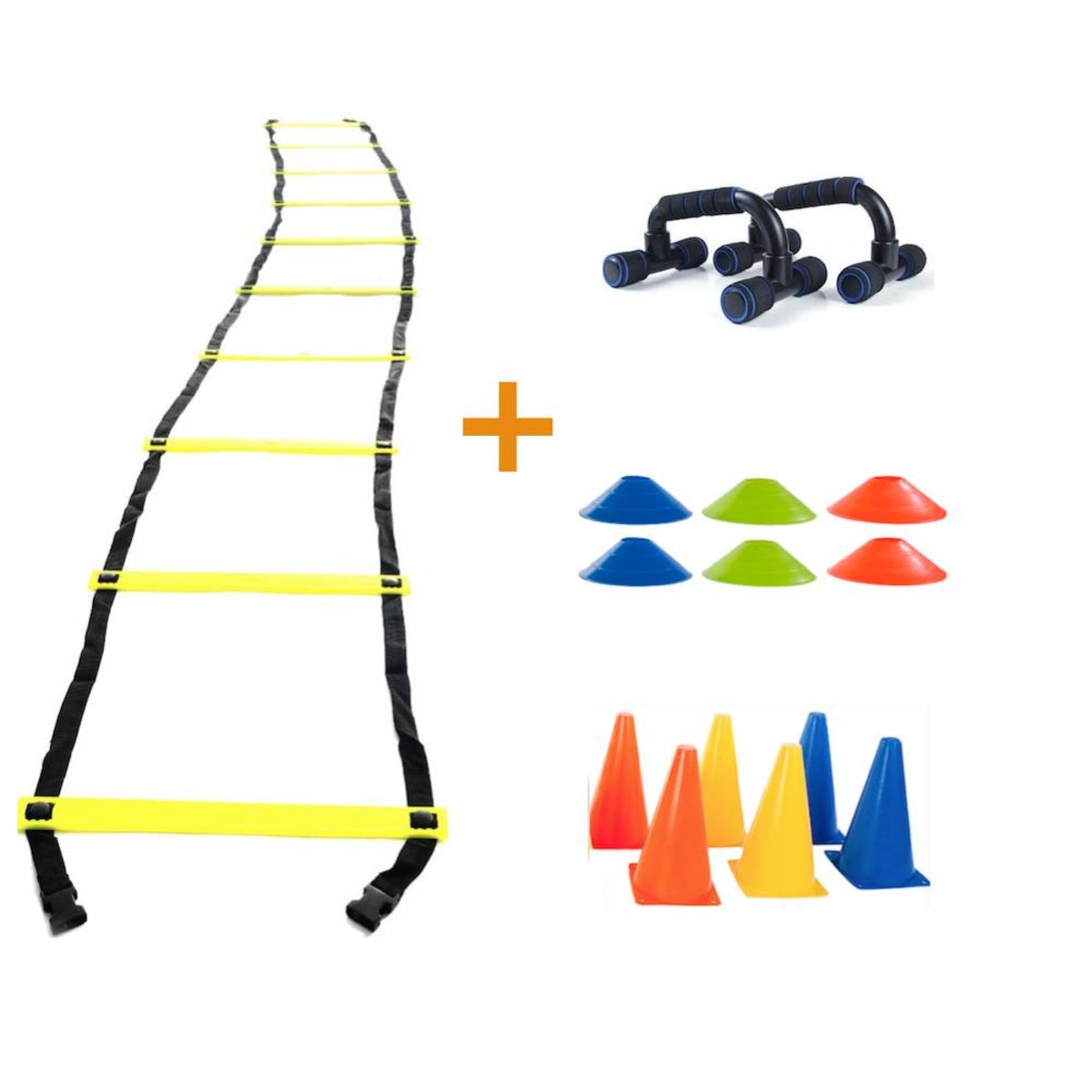 Kit Treino Funcional Escada De Agilidade Cones e Apoio Flexão