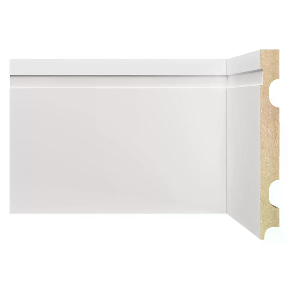 Rodapé de MDF 15cm x 15mm x 2,40m com Friso Moldufama 1502 Branco