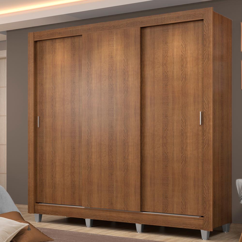 Guarda Roupa Casal Madesa Lyon 3 Portas de Correr 4 Gavetas com Pés
