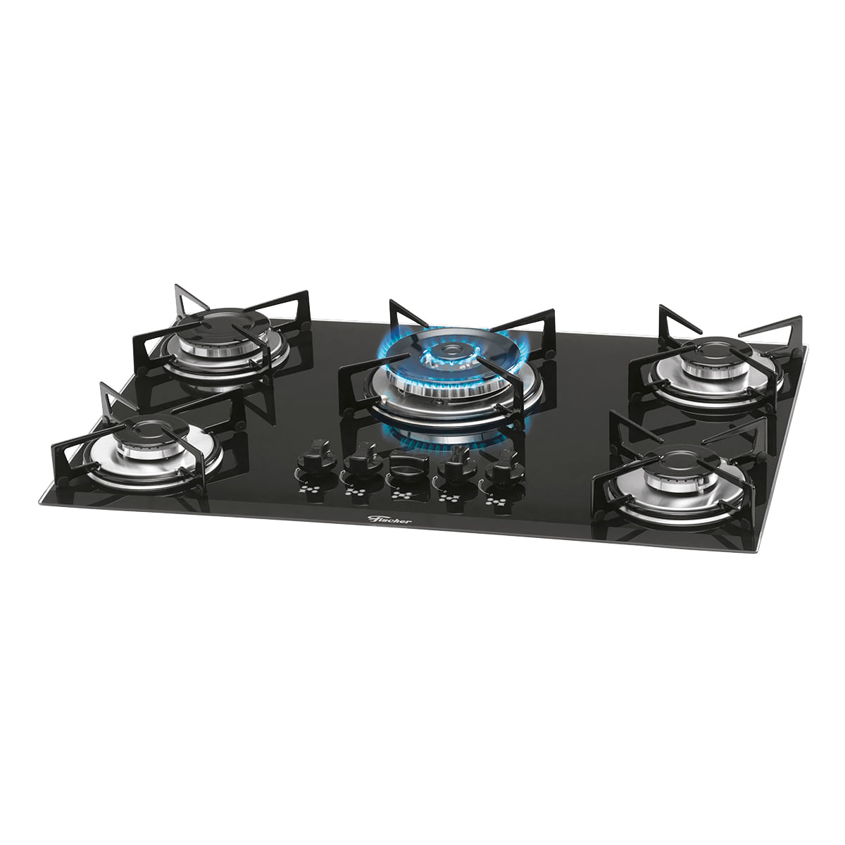 Cooktop 5 Bocas Fischer Preto Tripla Chama a Gás 17435733 Bivolt