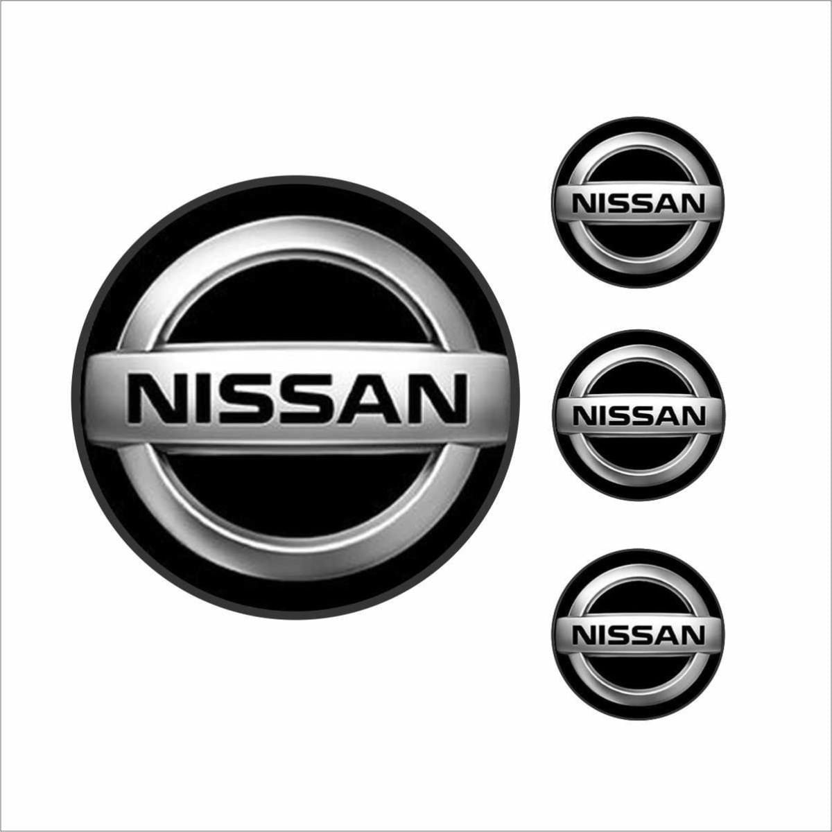 Jogo Emblema Resinado 48mm Nissan Para Calota Roda Botom - 4 Peças