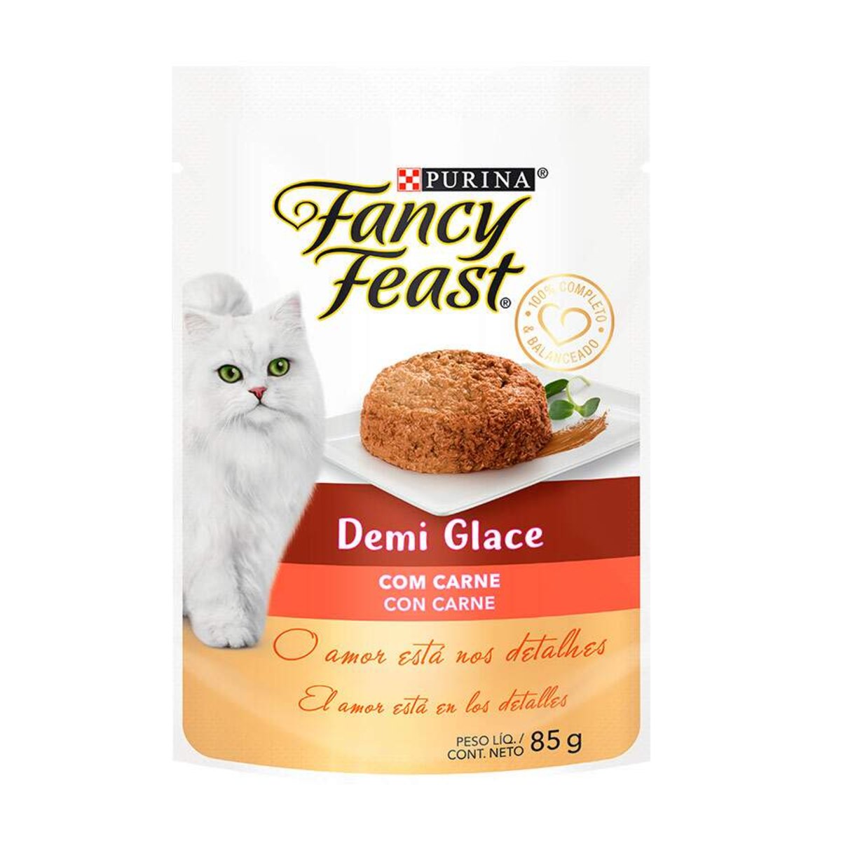 Ração àmida Fancy Feast Demi Glace para Gatos Sabor Carne 85g