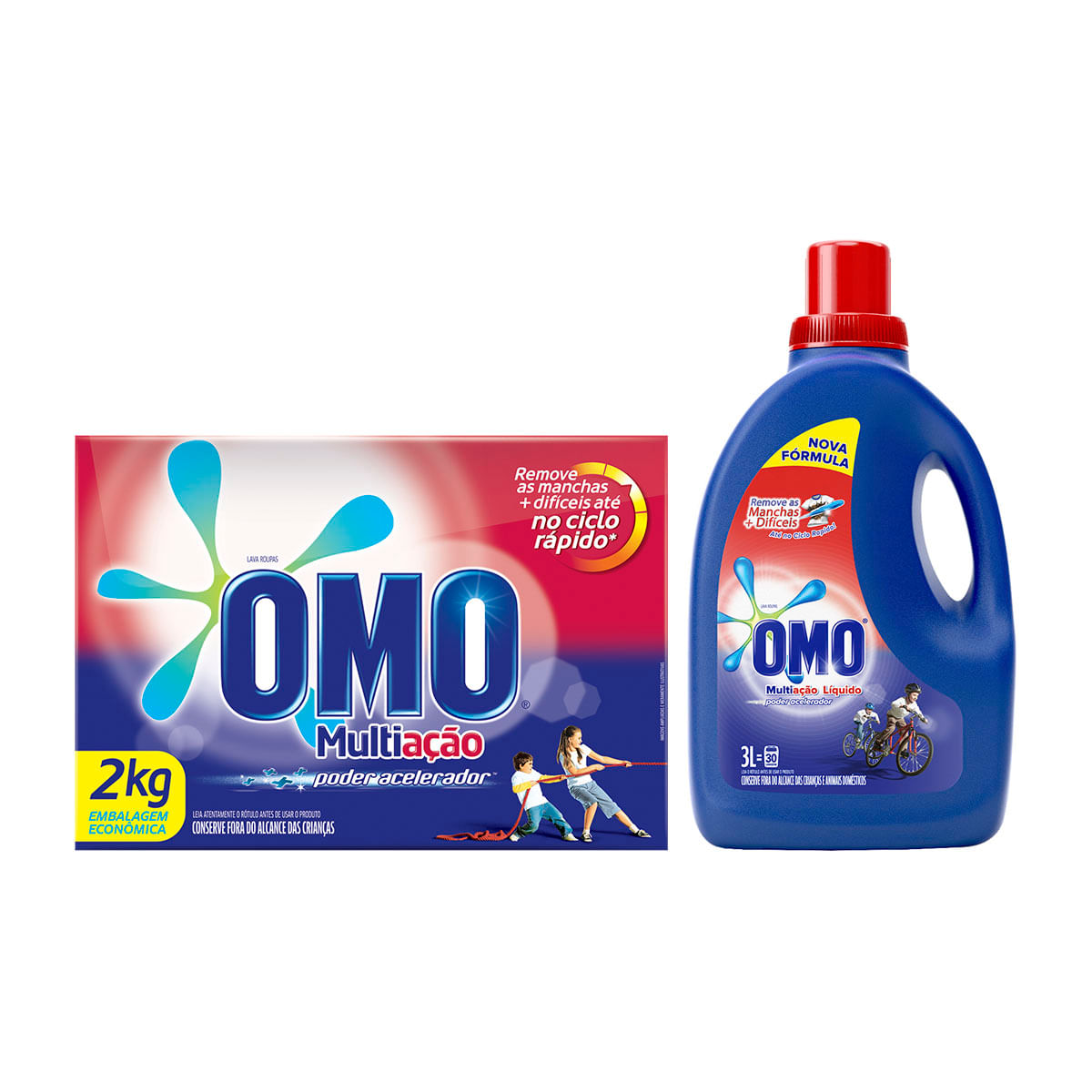 Sabão em Là­quido Omo Multiação 3L + Sabão em Pó Omo Multiação 2KG