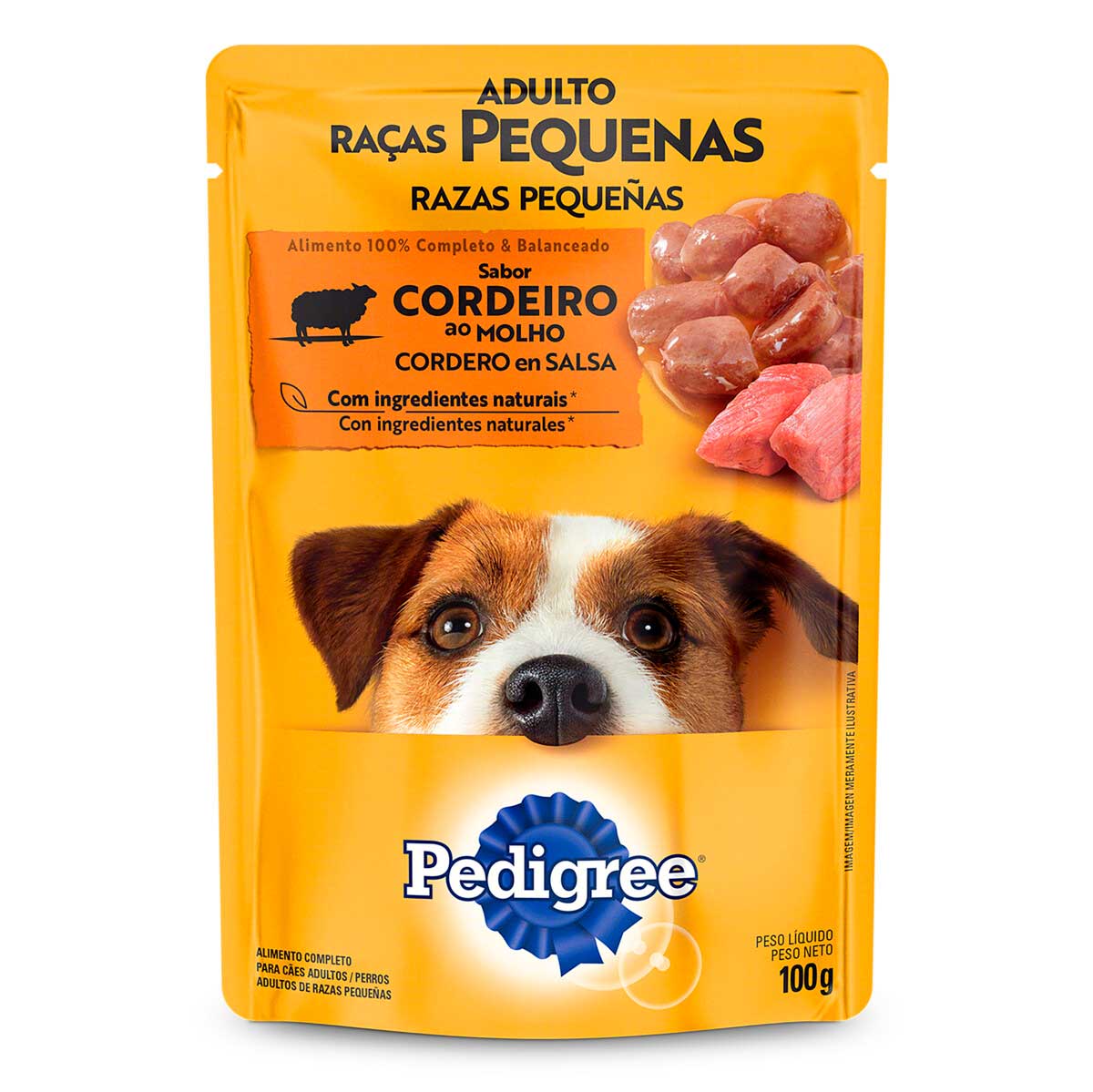 Ração àmida Pedigree Sachê Cordeiro ao Molho para Cães Adultos de Raças Pequenas 100 g