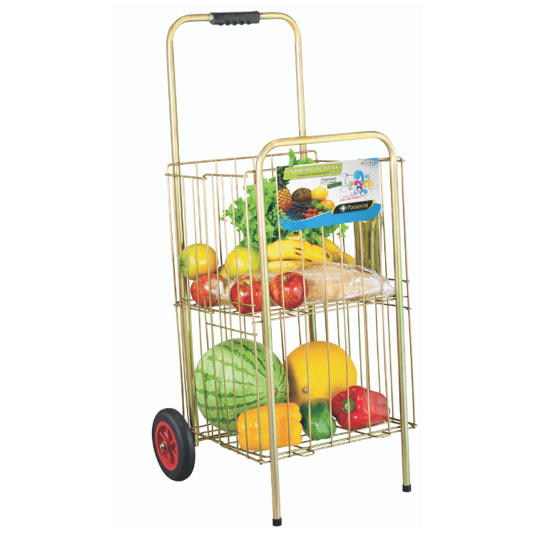 CARRINHO DE FEIRA DOURADO BIG COM RODAS SUPER REFORàADAS - Cód 01443
