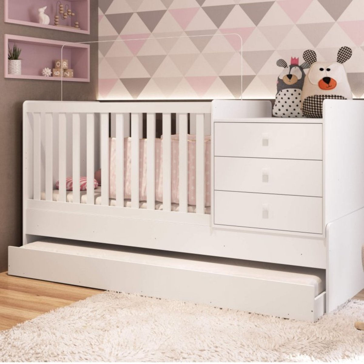 Cama Auxiliar Com Rodà­zios Completa Móveis Branco