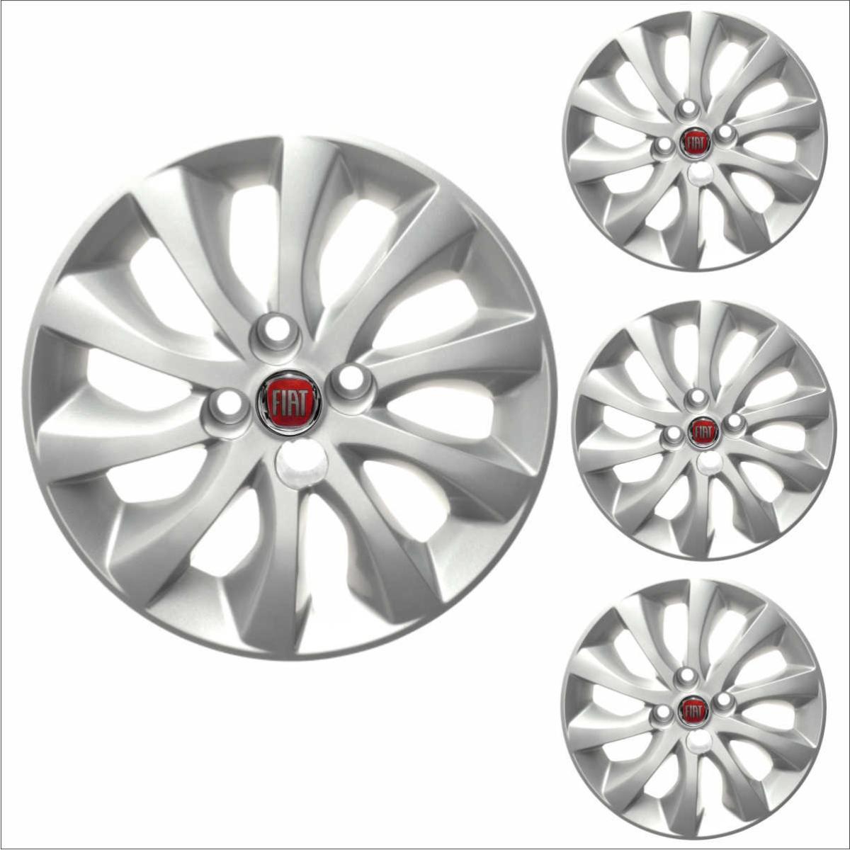 Jogo Calota Aro 15 Idea 2014 à  2016 Fiat + Emblema Resinado