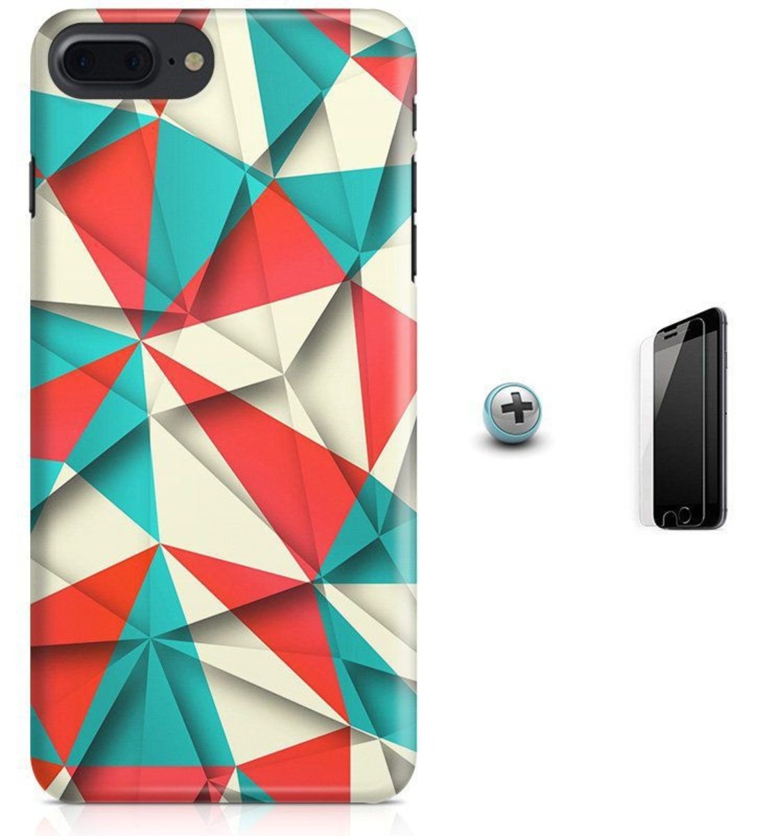 Kit Capa iPhone 7 Plus - Arte Poligonal + Pel Vidro (BD56)