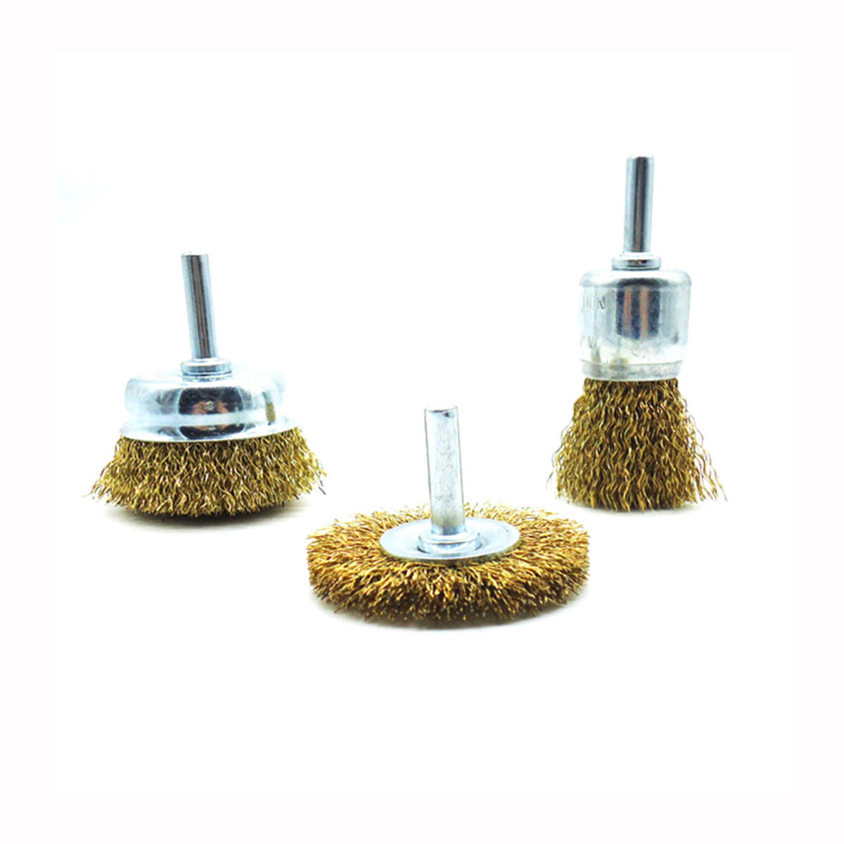 Jogo Kit com 3 Escova De Aço Circular Copo Com Haste