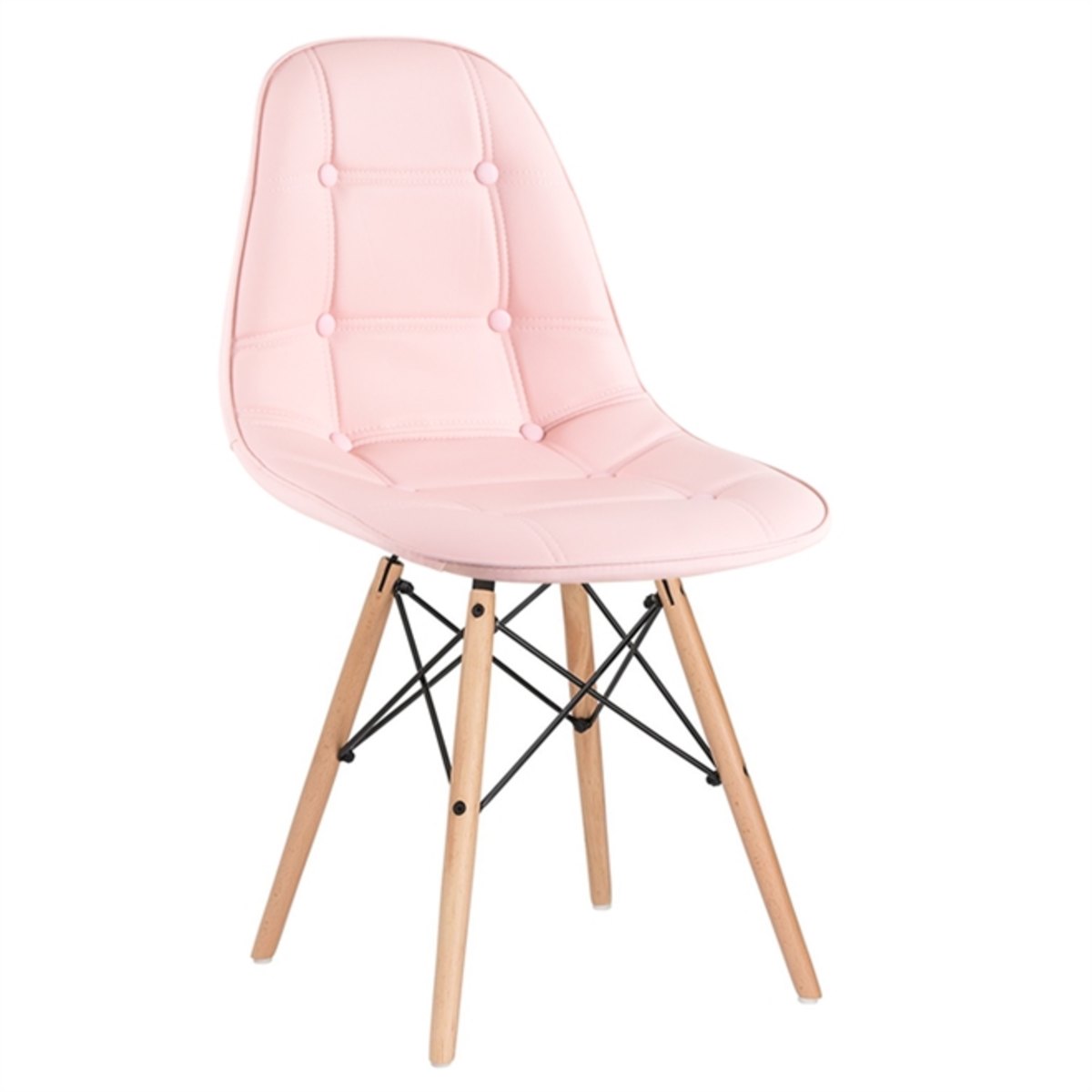 Cadeira Eames Botonê - Rosa - Madeira clara