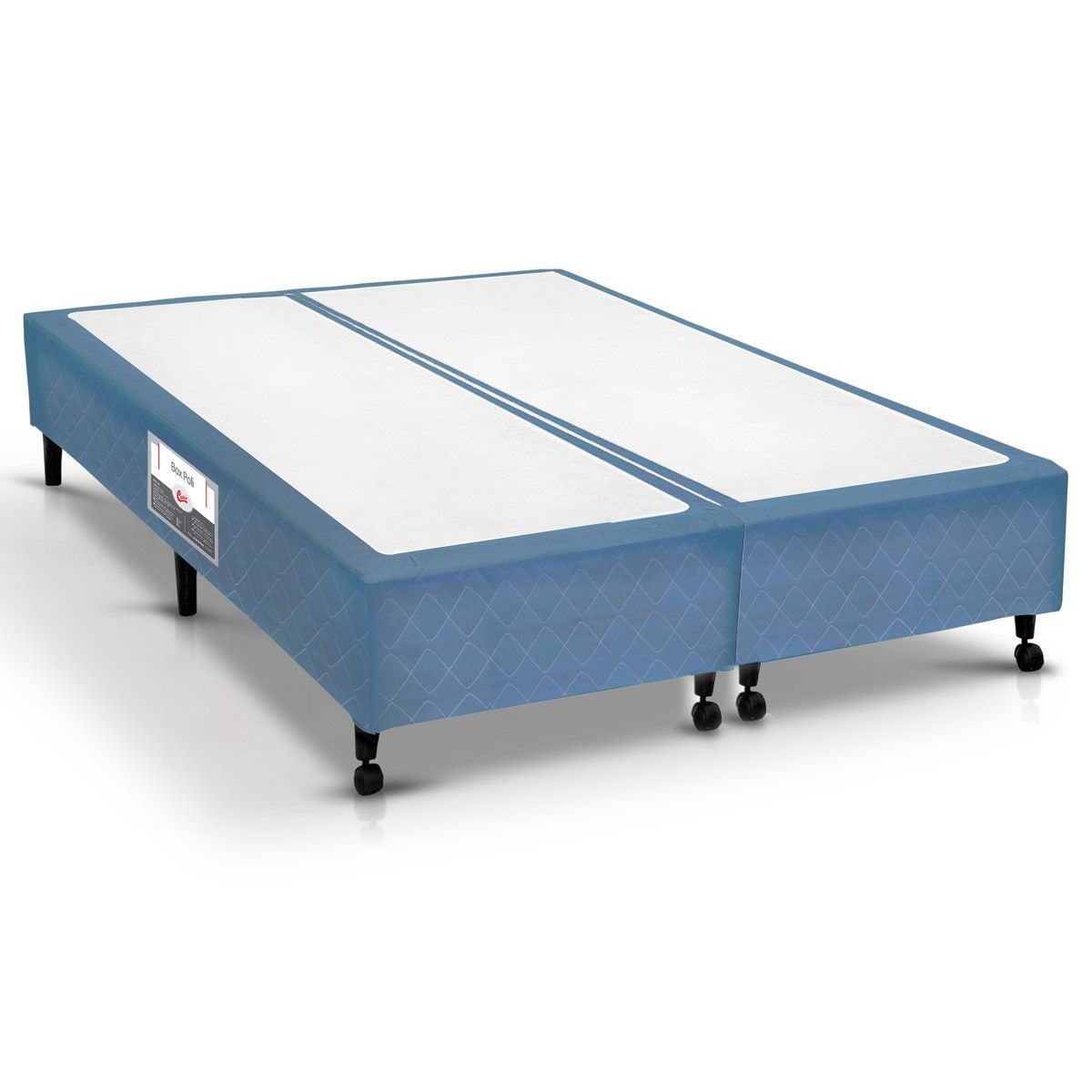 Cama Box Base Castor Poli Tecido Azul King 193
