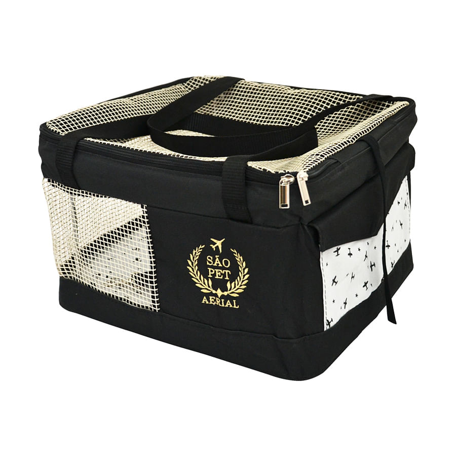 Bolsa de Transporte São Pet Aerial LT para Cães e Gatos Preta