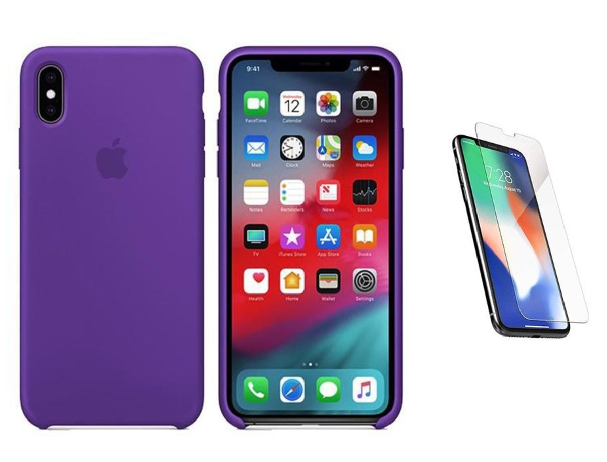Capa Silicone  iPhone X 5,8'  Roxo + Pel
