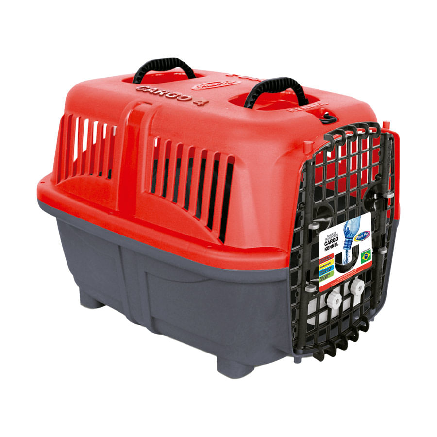 Caixa de Transporte Plast Pet Cargo Kennel Vermelha para Cães e Gatos  - Tamanho 5