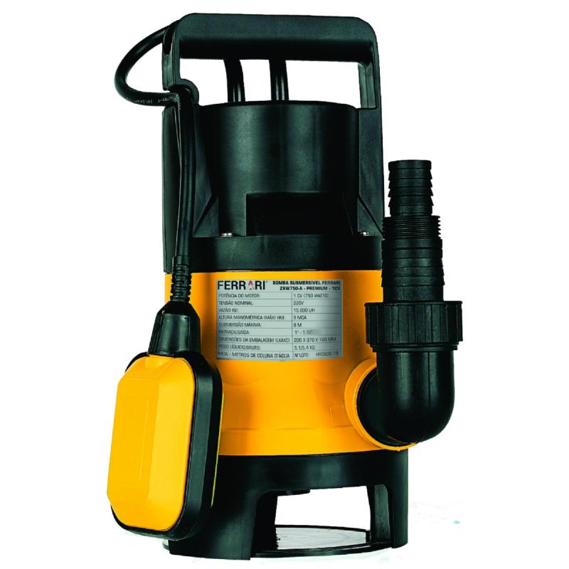 Bomba Submersà­vel 1,0 CV para àgua Suja Zxw750-A Premium FERRARI