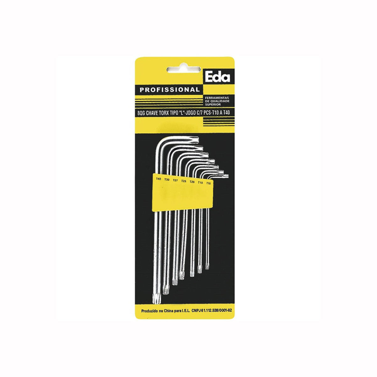 Jogo Kit Chave Torx Torque Vanádio Tipo L furo guia 7 peças
