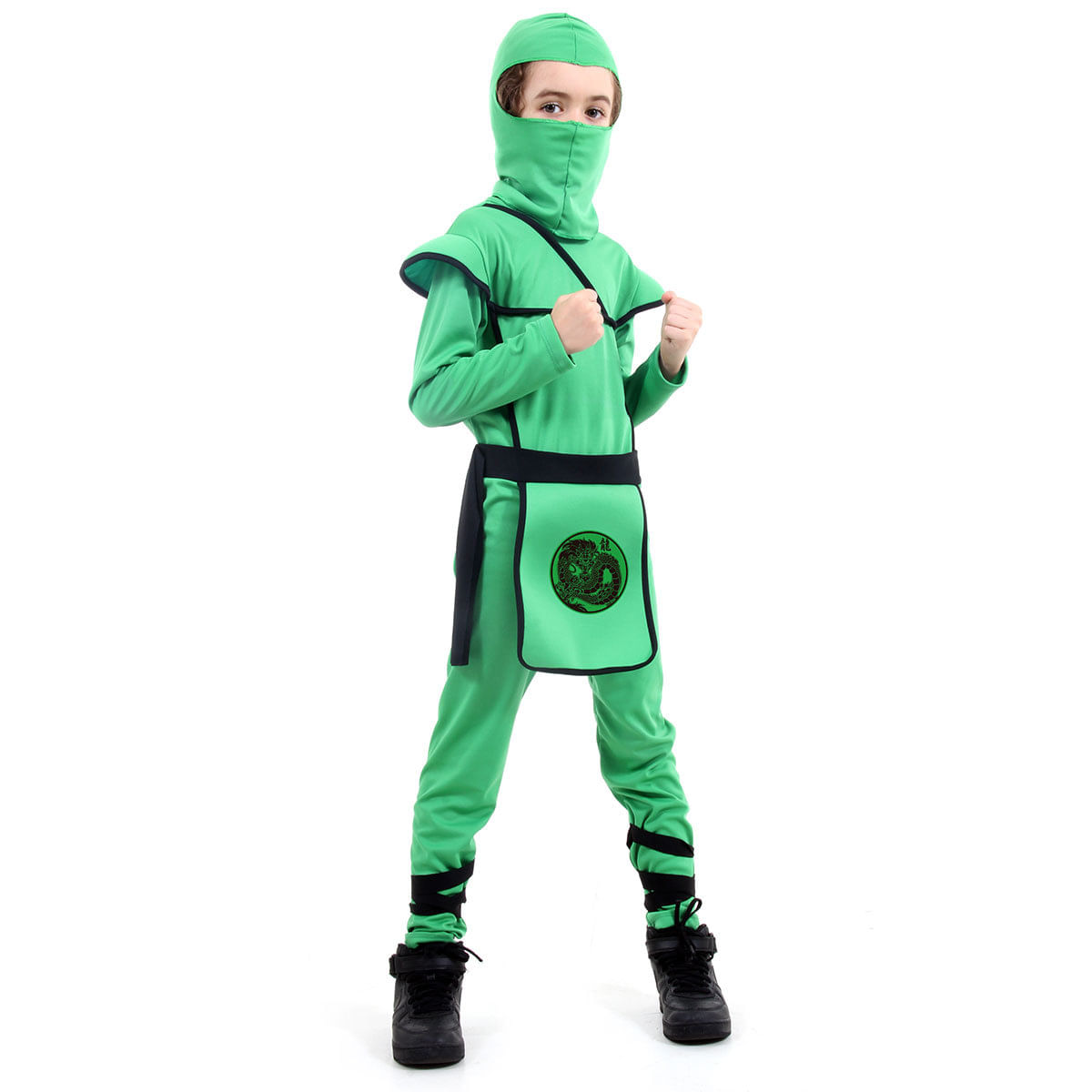 Fantasia Ninja Longo Verde Infantil - Guerreiro Ninja P