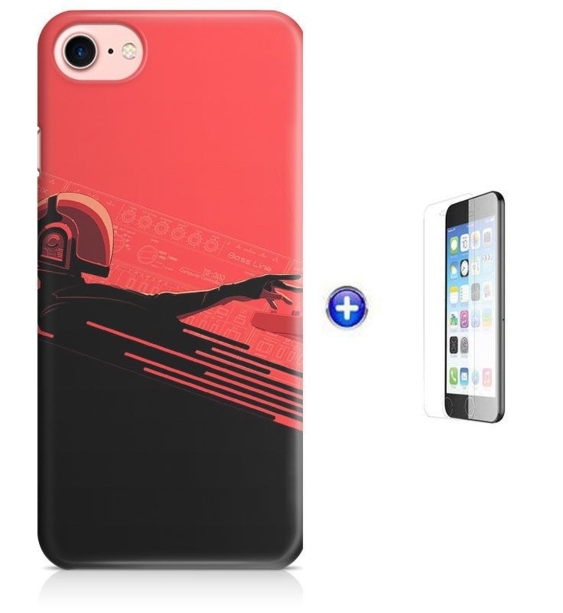Kit Capa iPhone 7 - 4,7' Daft Punk + Pel Vidro (BD30)