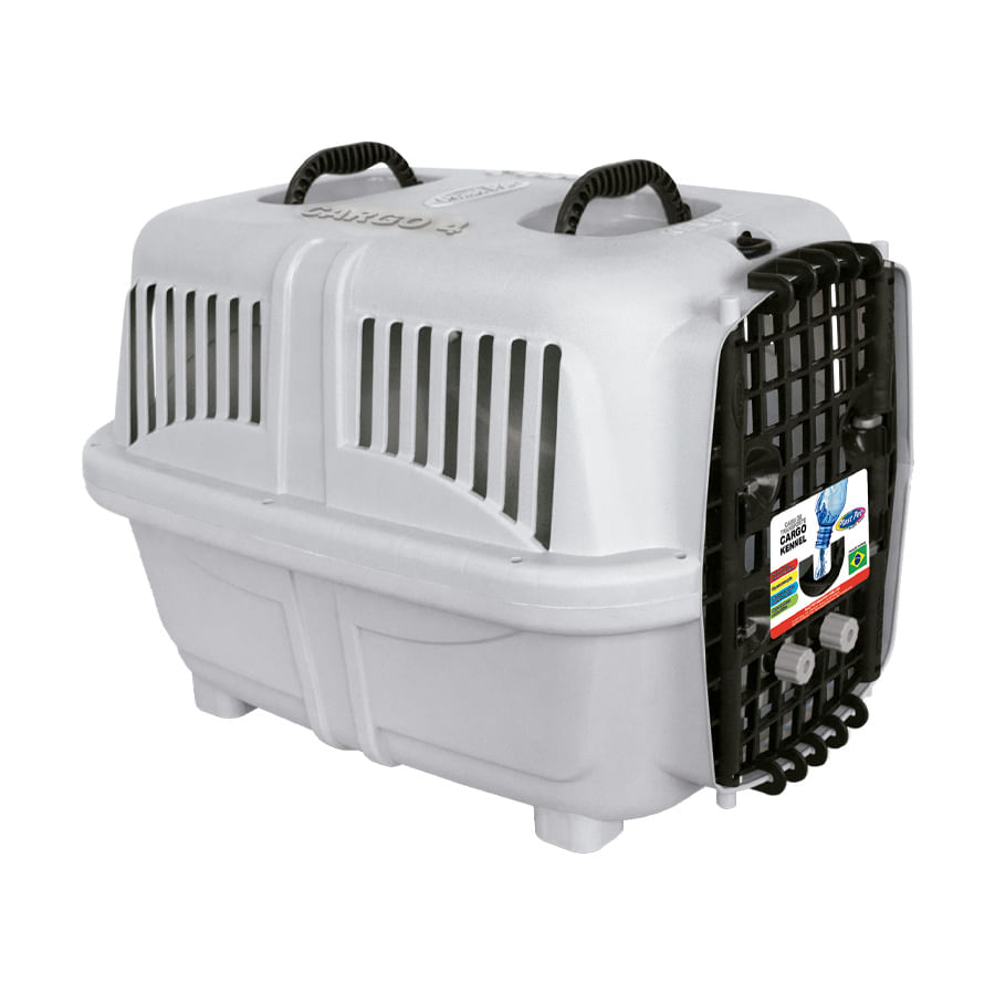 Caixa de Transporte Plast Pet Cargo Kennel Cinza para Cães e Gatos  - Tamanho 5