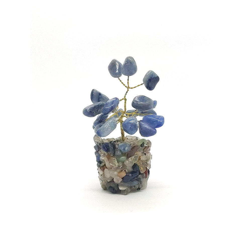 àrvore de Pedra Quartzo Azul com Base Mix de Cristais - Altura 9 (cm)