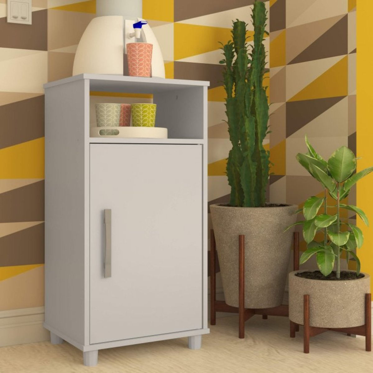 Balcão Multiuso 1 Porta e Nicho Nova Mobile Branco