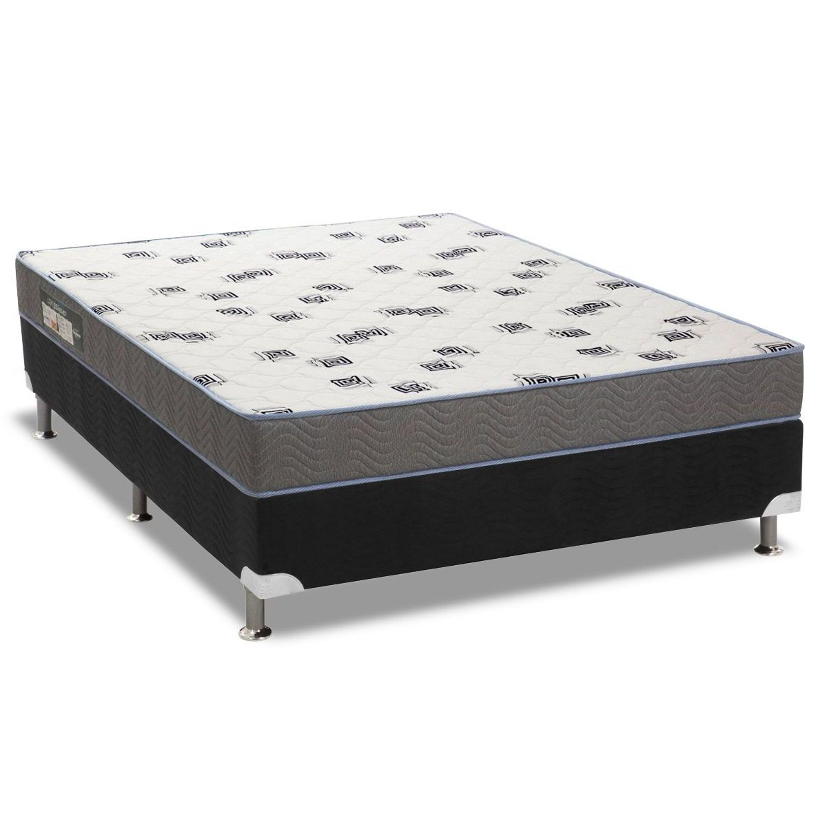 Conjunto Box-Colchão Ortobom D33 Light+Cama Casal 138x188