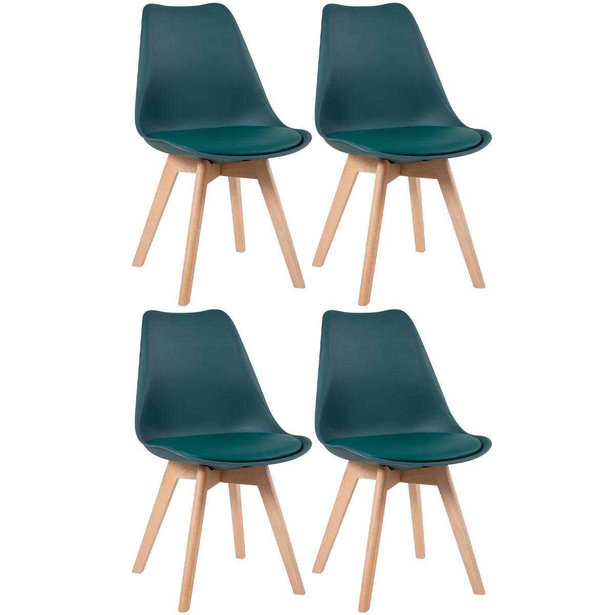 KIT - 4 x cadeiras estofadas Leda - Verde escuro