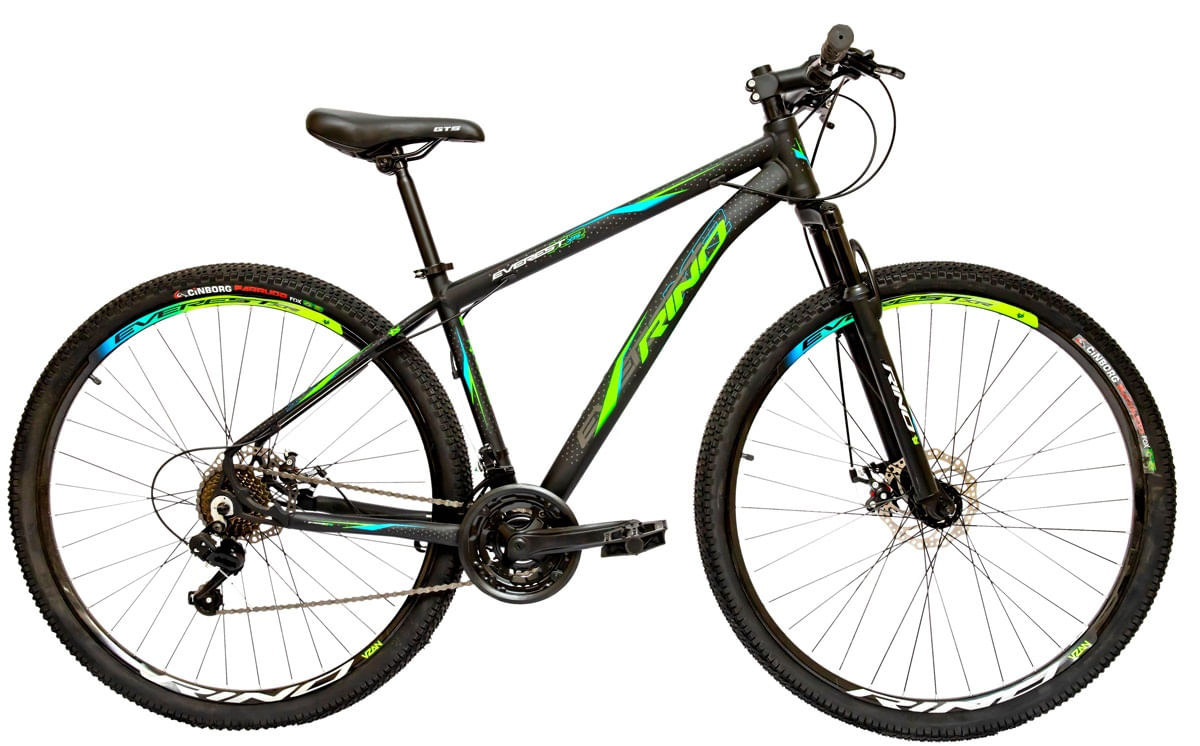 Bicicleta aro 29 Rino Everest a Disco 21v Cambios Index - Azul/Verde - 21