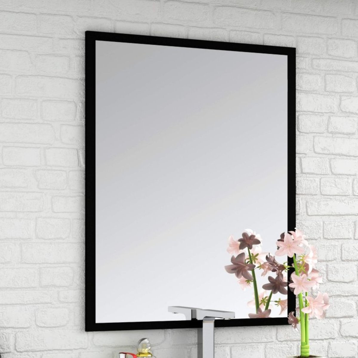 Espelheira para Banheiro Urban Pietra 60cm Móveis Bosi Preto