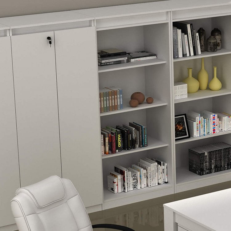 Armário Alto para Escritório 2 Portas com Chave ME4151 Espresso Móveis Branco