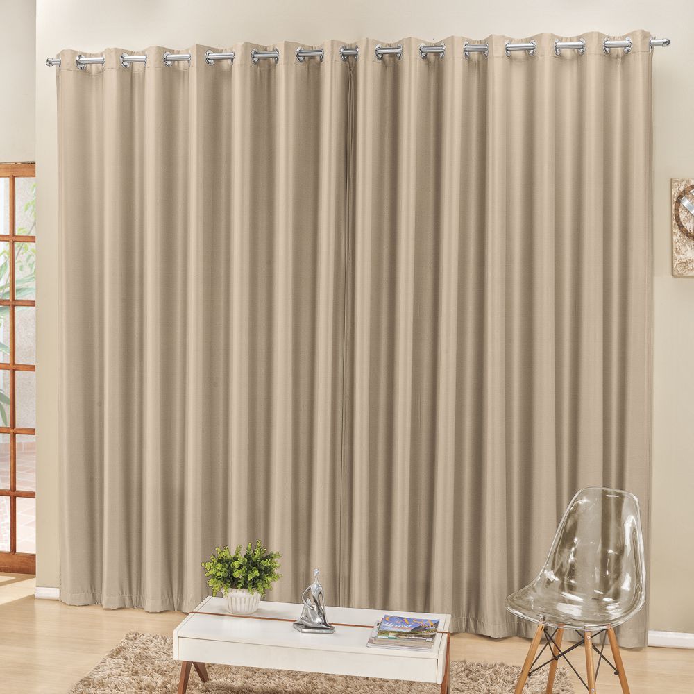 Cortina 2 Mts Sala Quarto Escritório Semiblackout para Varão Bege