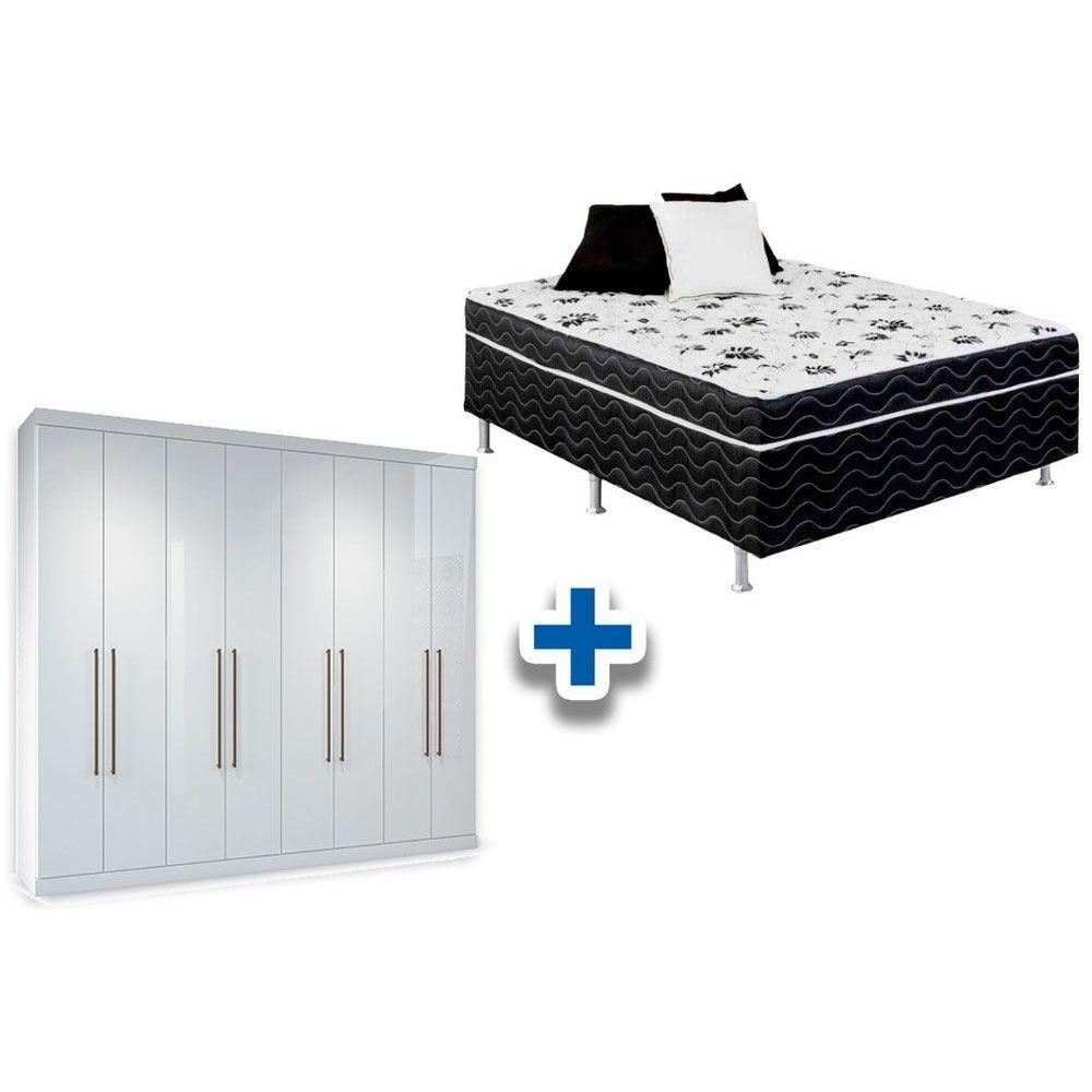 Cama Box Conjugada Casal Union Ortobom Guarda Roupa Master Vip 8 4 Branco