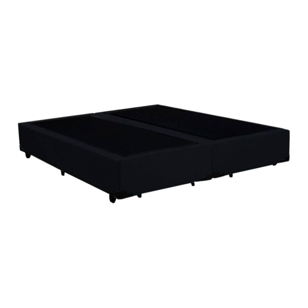 Cama Box Queen Colchão Espuma D33 Bordado + Box Bipartido Suede Preto Serra Negra 59x158x198