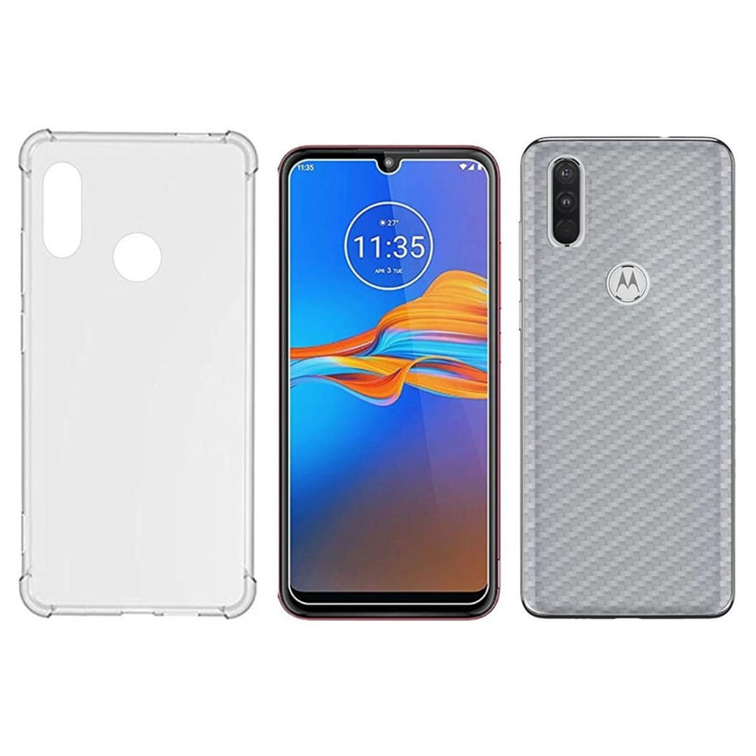 Capinha Antichoque e Pelà­cula Vidro e Traseira Moto E6 Plus