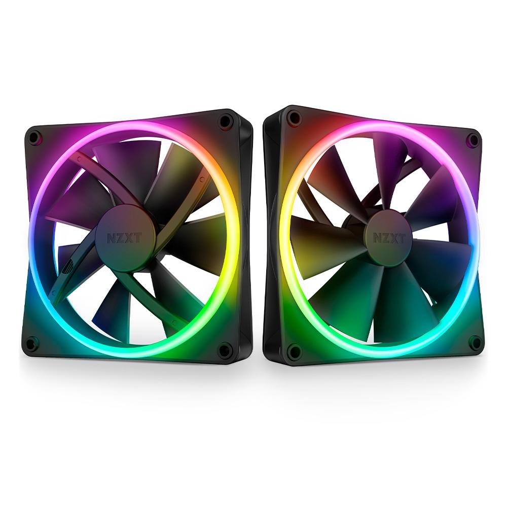 Kit com 2 Ventoinhas NZXT F140RGB Duo ,140mm, Led RGB, Preto -  RF-D14DF-B1