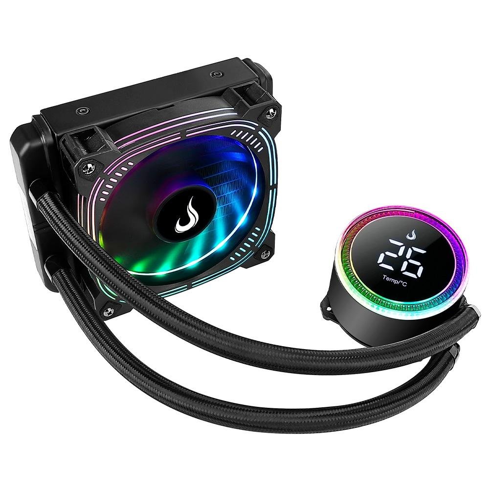 Water Cooler Rise Mode Aura Ice Black, ARGB, 120mm, AMD/Intel, Preto - RM-WAIB-04-ARGB