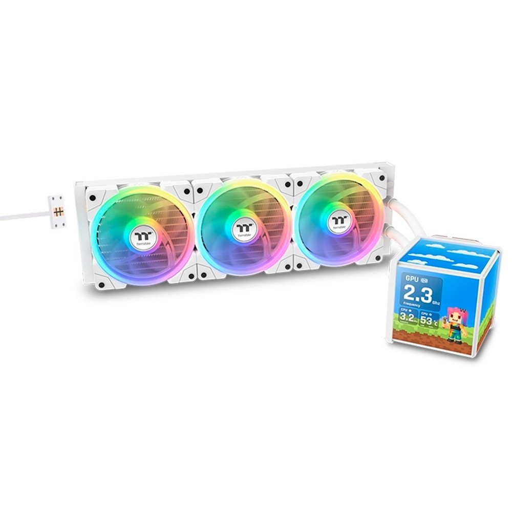 Water Cooler Thermaltake Minecube 360 Ultra ARGB Sync Snow Edition, 360mm, Quad-LCD, All-in-One, Branco - CL-W482-PL12SW-A