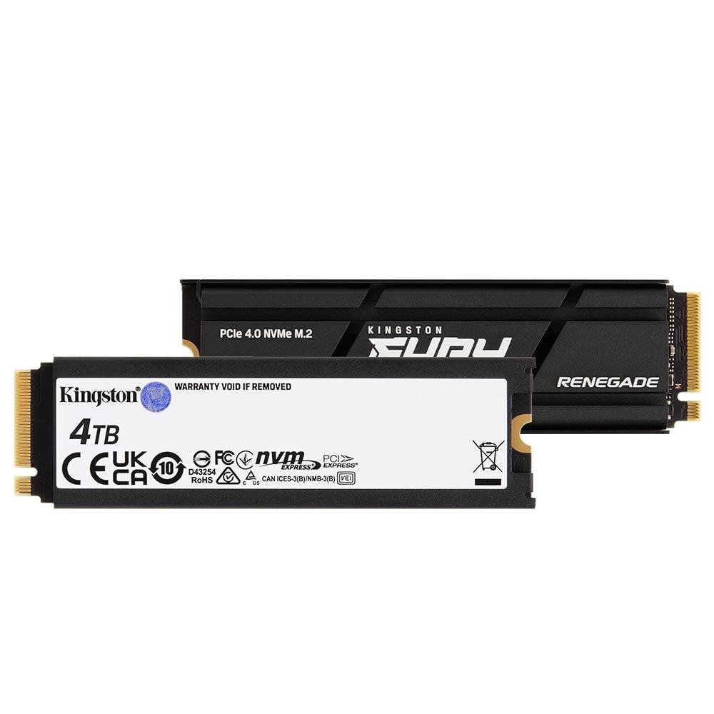 SSD Kingston FURY Renegade, 4TB, M.2 2280, PCIe 4.0 x4, NVMe, Leitura: 7300 MB/s, Gravação: 7000 MB/s, Preto - SFYRDK/4000G