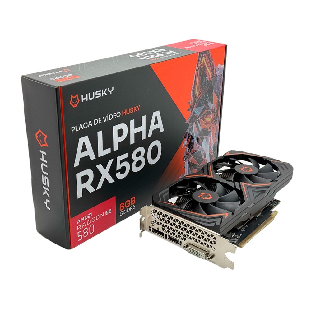 Placa De Vídeo Husky Alpha RX 580, AMD, 8GB, GDDR5, 256-Bit, HDMI, DVI, DisplayPort - HVG580