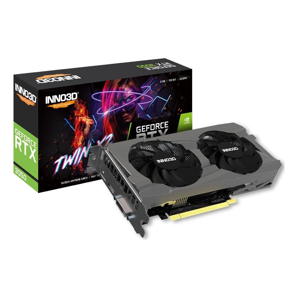 Placa de Vídeo Inno3D Twin X2 RTX 3050 NVIDIA GeForce, 6GB, GDDR6 - N30502-06D6-1880VA60