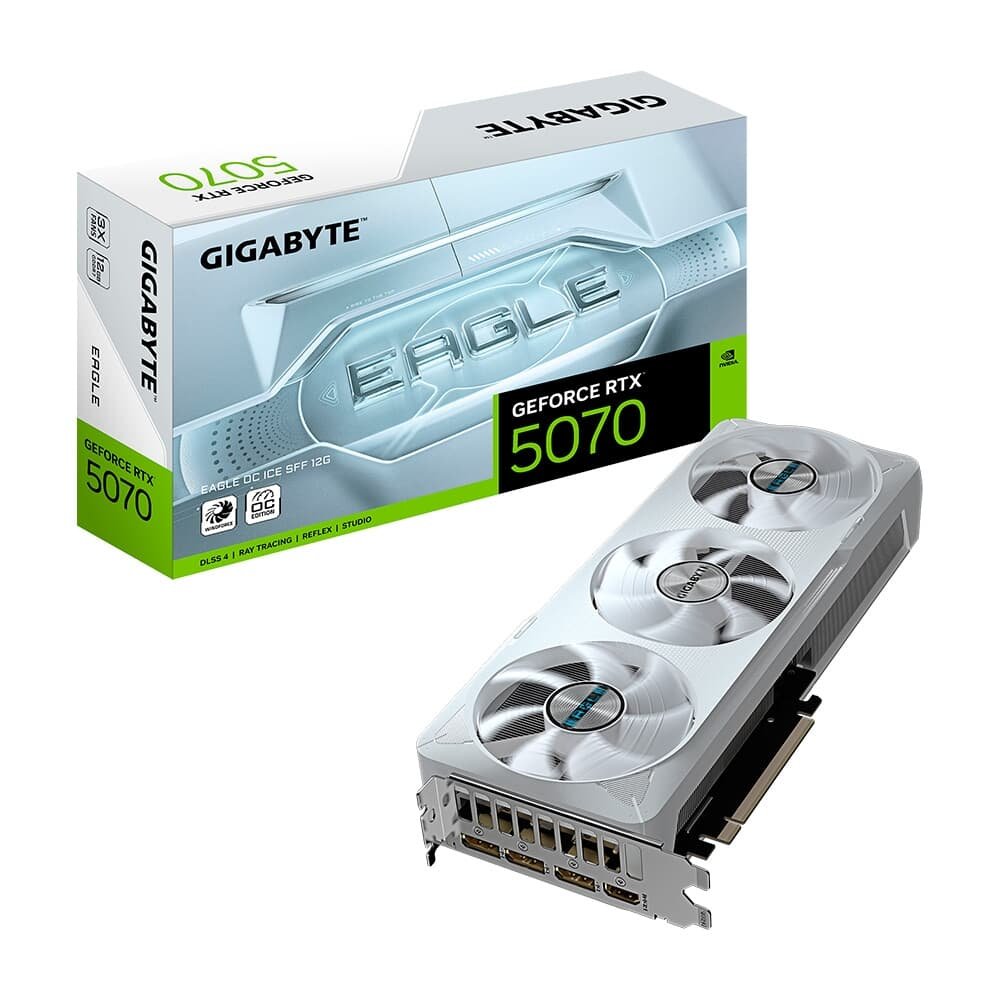 Placa de Vídeo Gigabyte RTX 5070 EAGLE OC ICE SFF 12G NVIDIA GeForce, 12GB GDDR7, 192bits, RGB, DLSS, Ray Tracing - 9VN5070EOI-00-G10