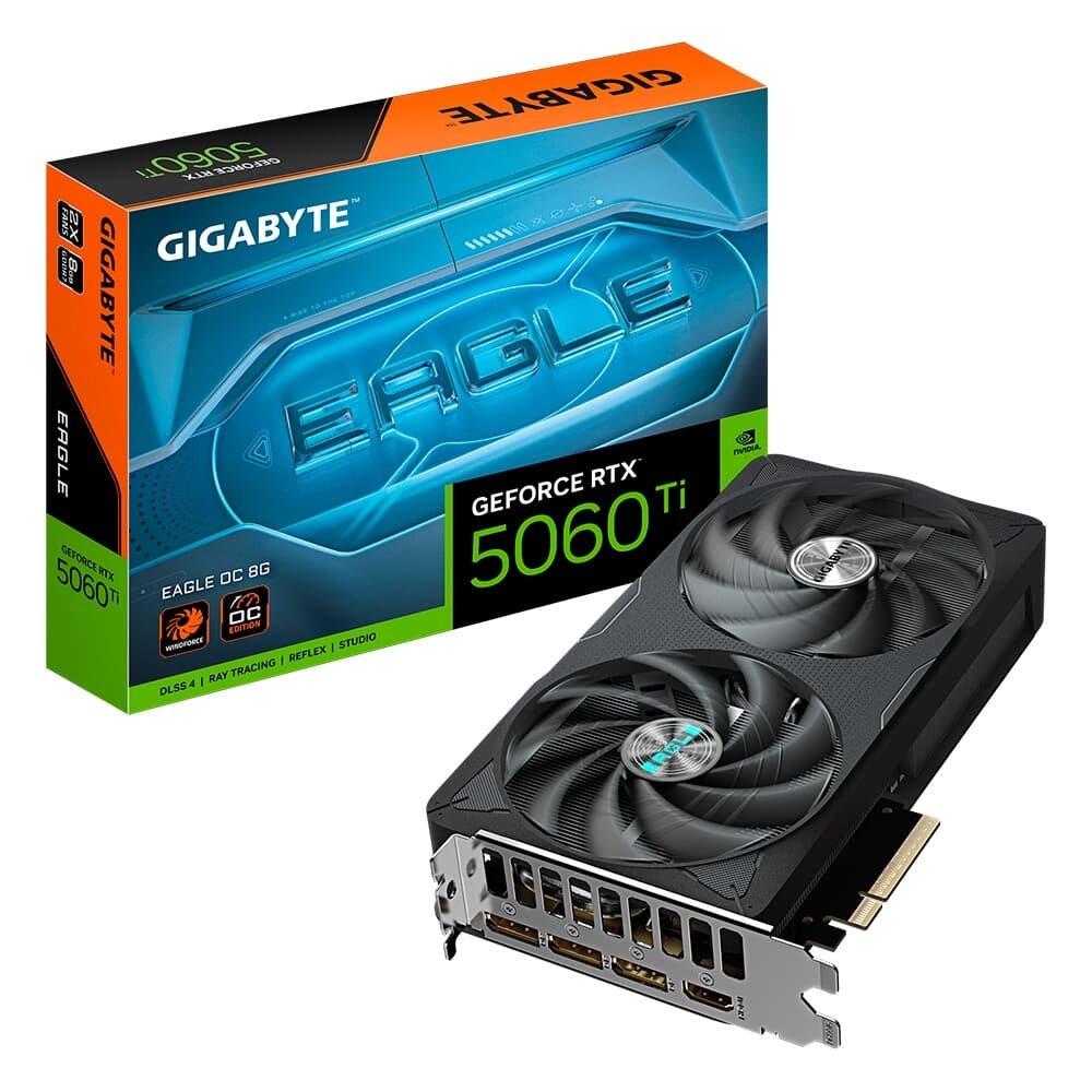 Placa de Vídeo Gigabyte RTX 5060 Ti EAGLE OC 8G NVIDIA GeForce, 8GB GDDR7, 128bits, DLSS, Ray Tracing - GV-N506TEAGLE OC-8GD