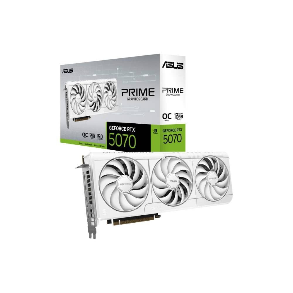 Placa de Vídeo ASUS PRIME RTX 5070 OC 12G WHITE NVIDIA Geforce, 12GB, GDDR7, OpenGL 4.6, 2587 MHz, Triple Fan, DLSS 4 - 90YV0M19-M0NA00