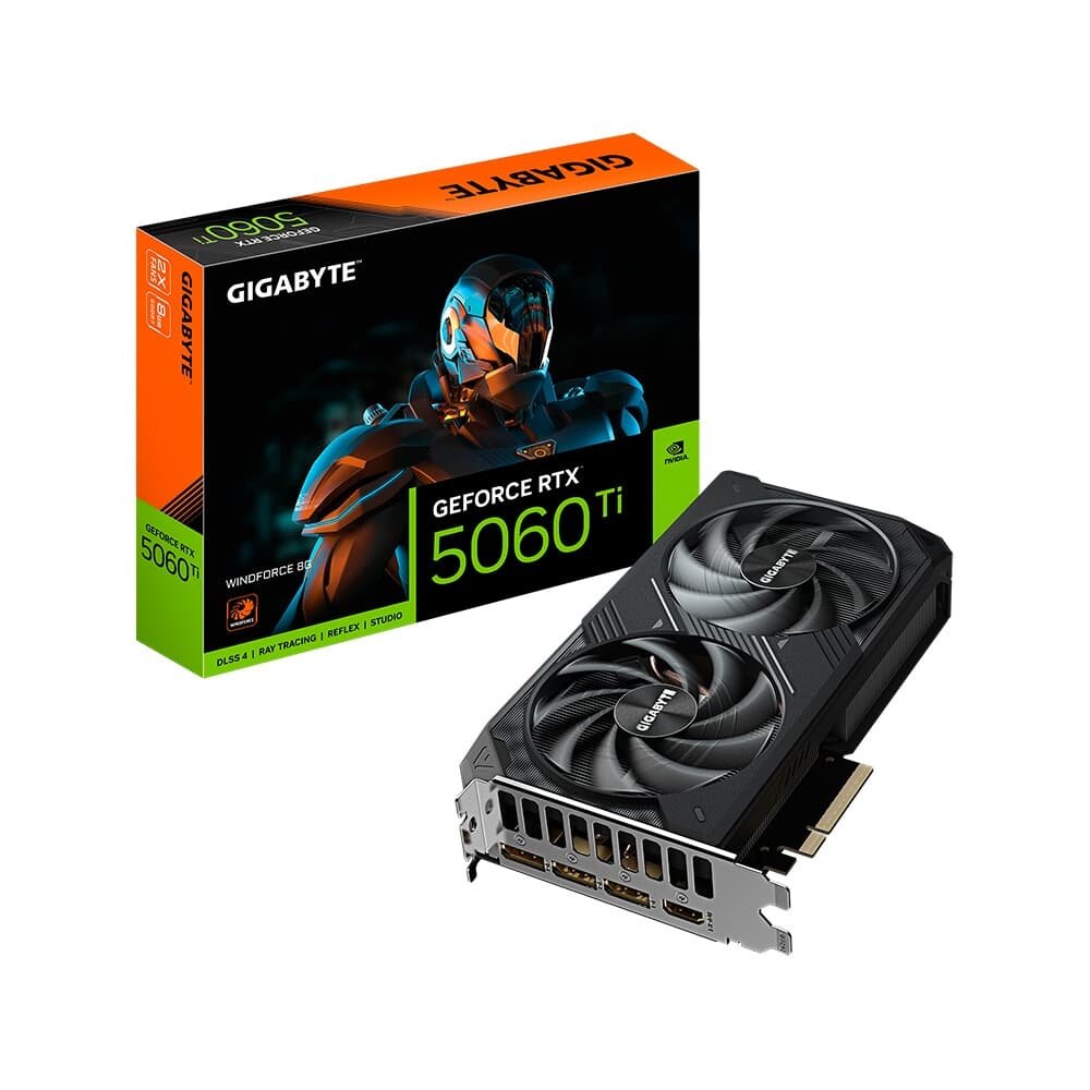 Placa de Vídeo RTX 5060 Ti WINDFORCE 8G Gigabyte NVIDIA GeForce, 8GB GDDR7, 128bits, DLSS, Ray Tracing - GV-N506TWF2-8GD