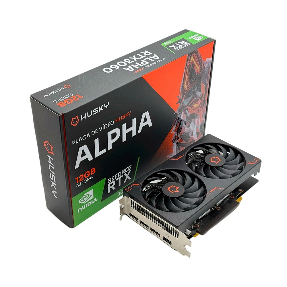 Placa De Vídeo Husky Alpha RTX 3060, Nvidia, 12GB, GDDR6, 192-Bit, Dual Fan, HDMI, 3x DisplayPort - HVG023060