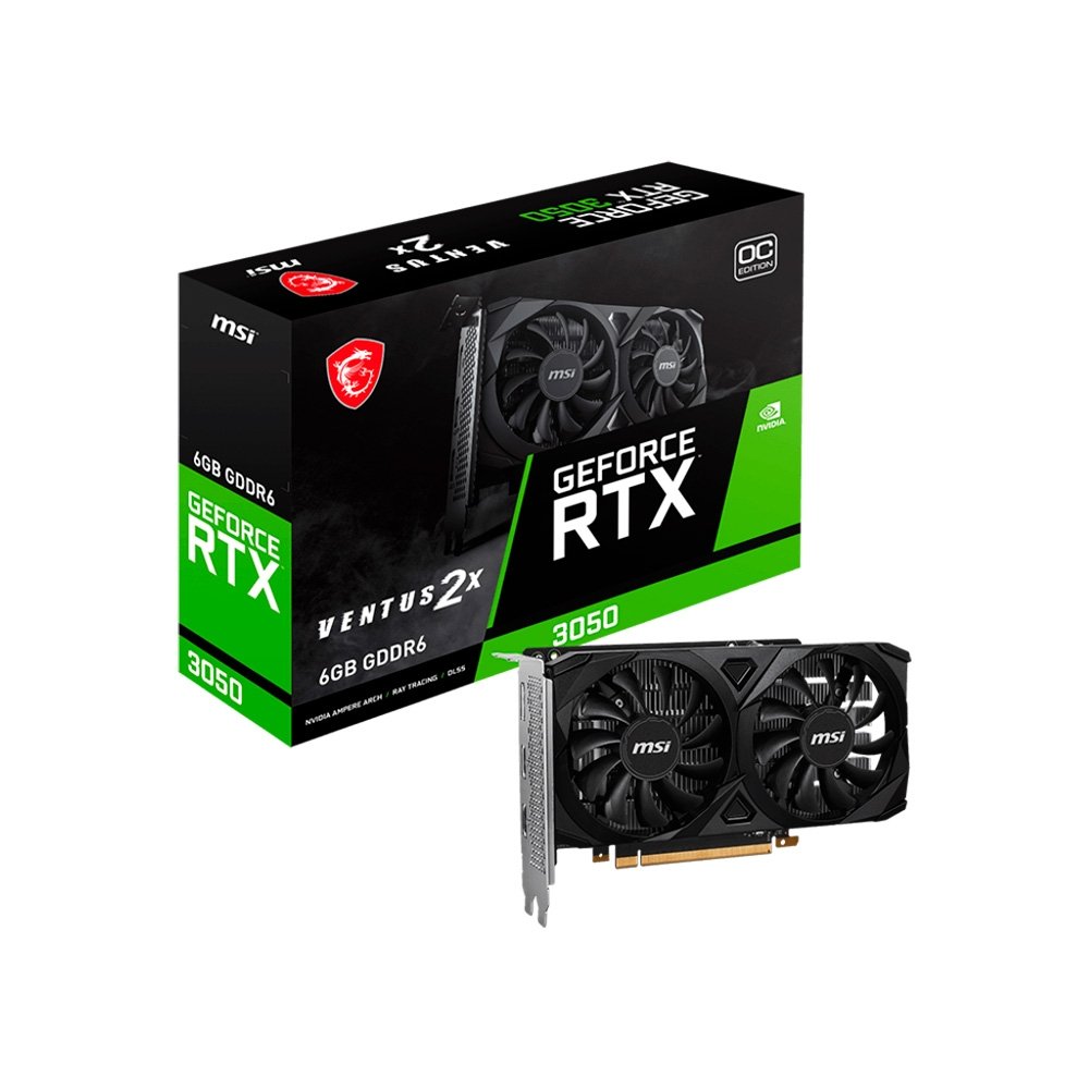 Placa de Video MSI GeForce RTX 3050 Ventus OC 2X, 6GB, GDDR6, 96-bit, 912-V812-060
