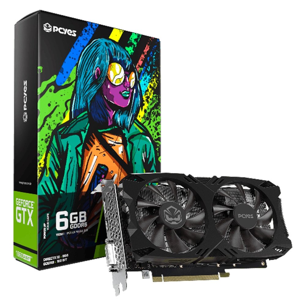 Placa de Vídeo PcYes Nvidia Geforce GTX 1660 SUPER GDDR6 6GB Dual 192 BITS - PVX1660S62F