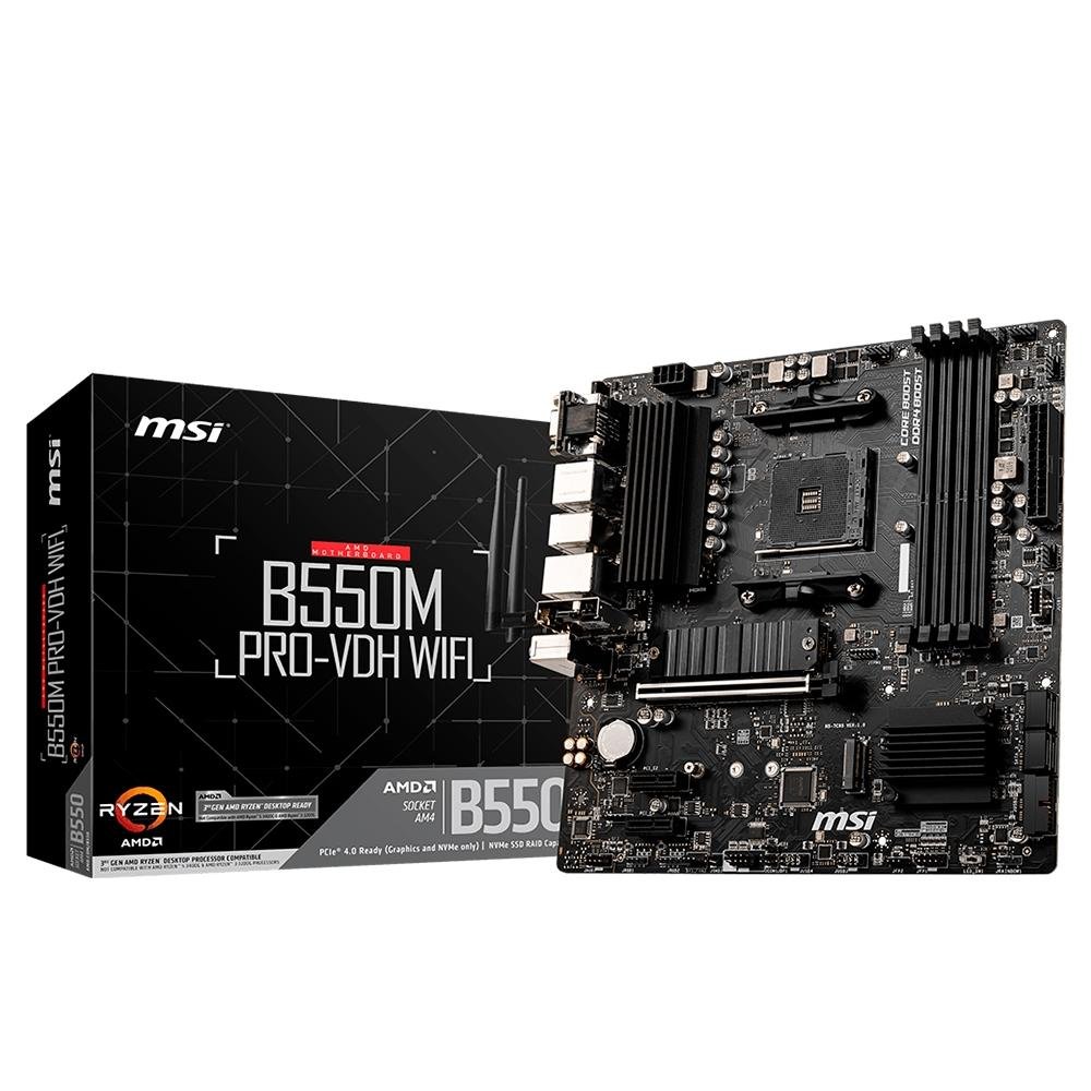 Placa-Mãe MSI B550M Pro-VDH WiFi, AMD AM4, mATX, DDR4, Preto - B550M PRO-VDH WIFI